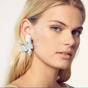 Lele Sadoughi sky blue paper lily earrings